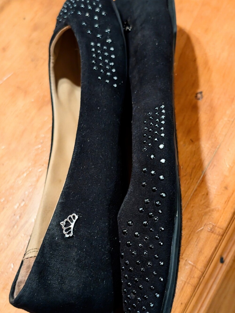 Fergalicious By Fergie Black Embellished Ballet Flats Size 11W.